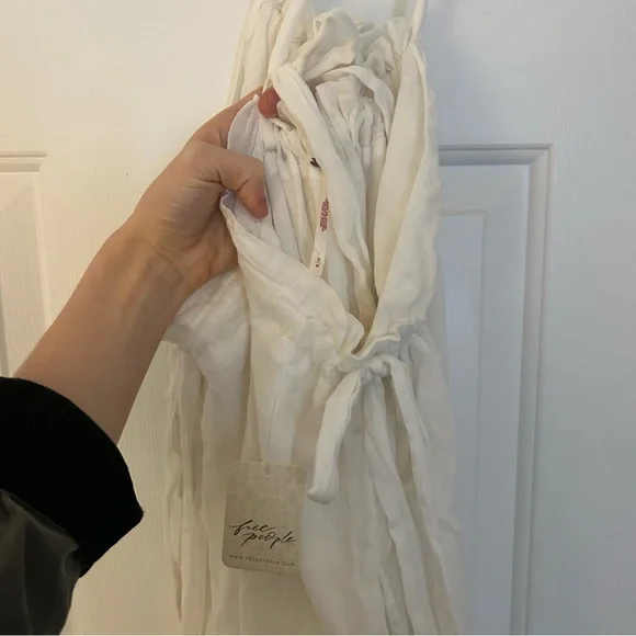 NWT Free People C'est Bon Midi Dress White Ivory Gauzy Beaded‎ Ties - Picture 5 of 8